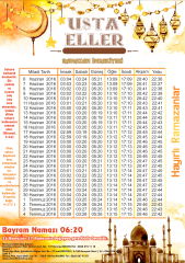 Fırın Pastane İmsakiye Baskı