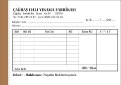 A6 Halı Yıkama Teslim Fişi 1 Asıl 2 Kopya