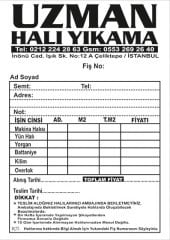 A6 Halı Yıkama Makbuzu