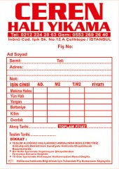 A6 Halı Yıkama Makbuzu