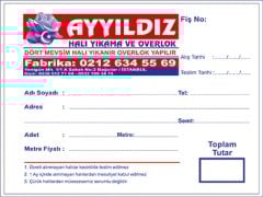 A5 Halı Yıkama Makbuz Fişi